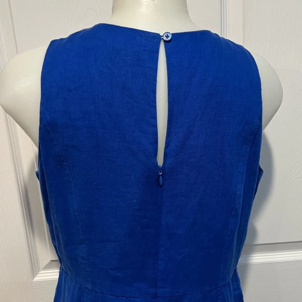 Boden royal blue Carla linen wide leg sleeveless jumpsuit size 10P - Picture 6 of 9